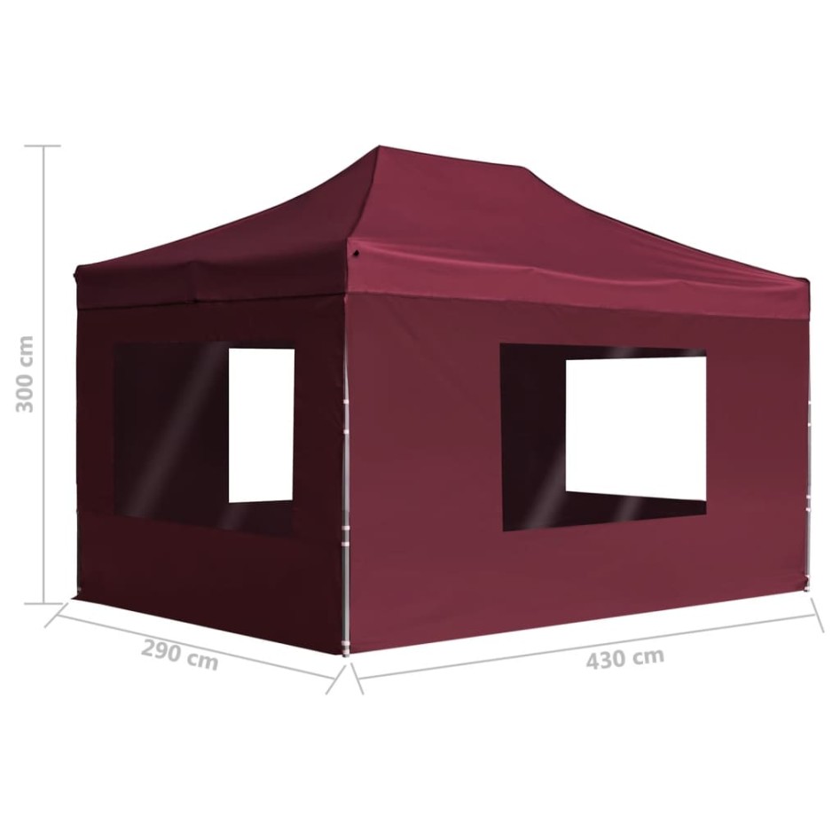 Carpa plegable profesional y paredes aluminio rojo tinto
