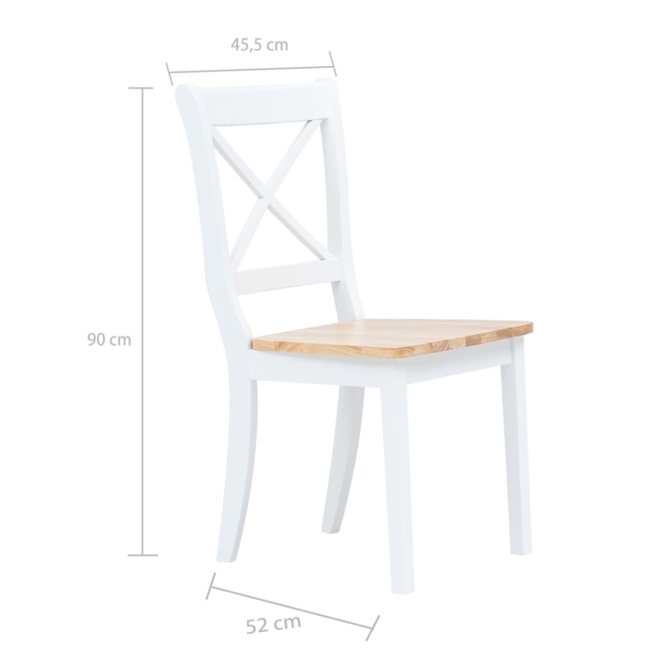 Sillas comedor 2 uds madera maciza caucho blanco y madera