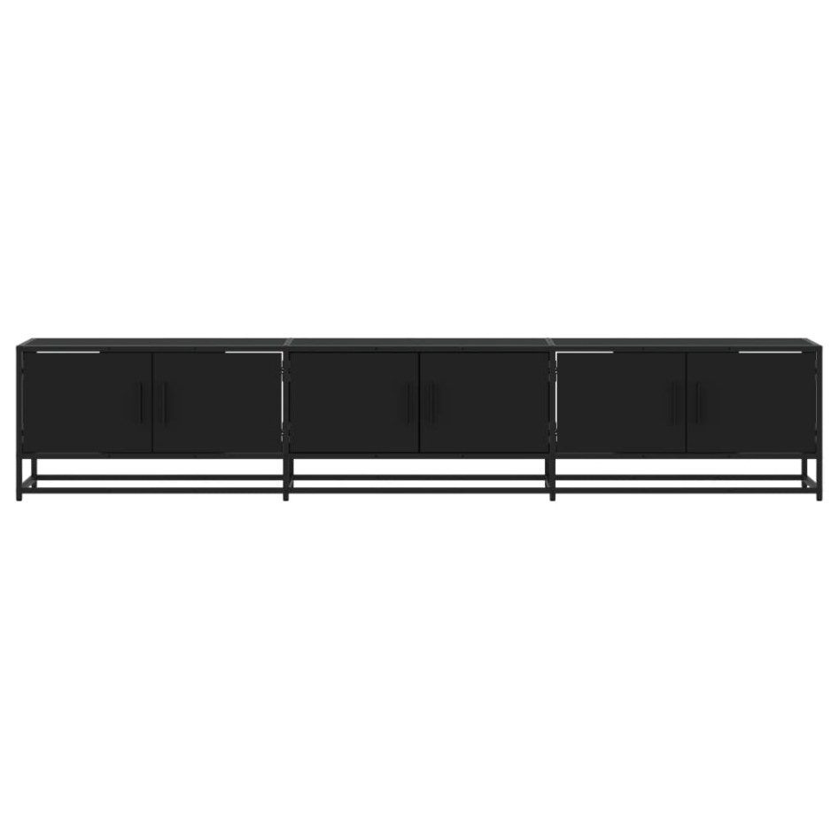 Mueble para TV madera de ingeniería negro 210x35x41