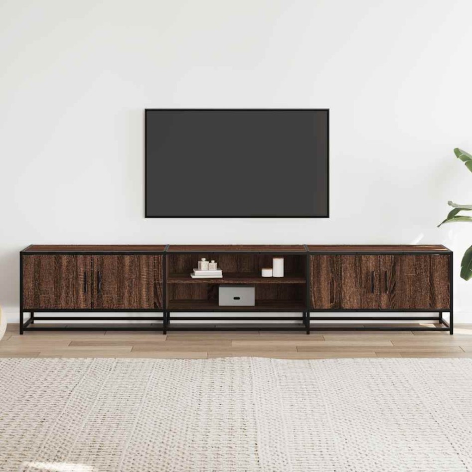 Mueble para TV madera de ingeniería marrón roble 210x35x41