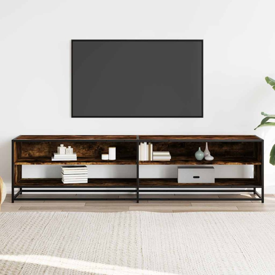Mueble de TV madera de ingeniería roble ahumado 180,5x40x46