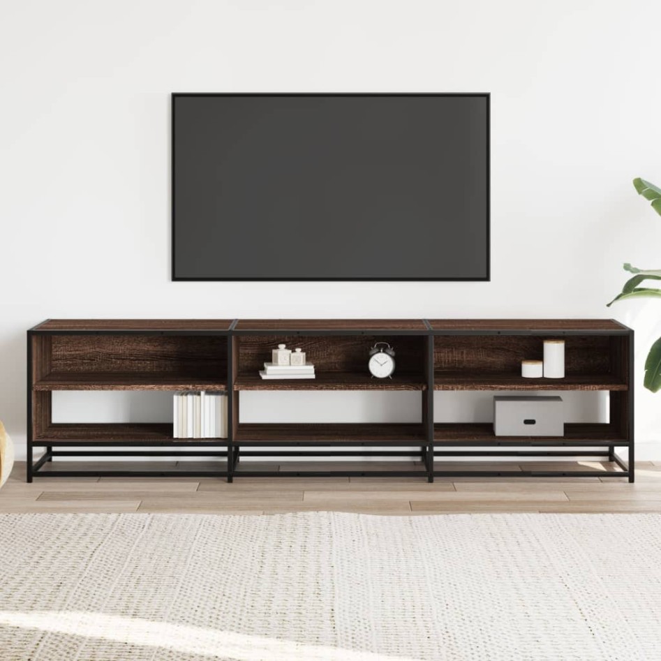 Mueble de TV madera de ingeniería marrón roble 180x40x46