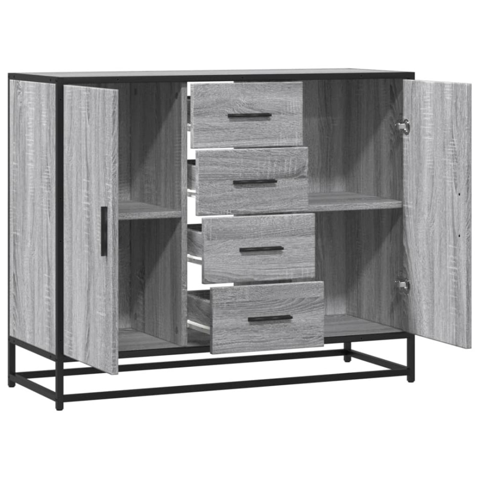 Aparador de madera de ingeniería gris Sonoma 92x35x76