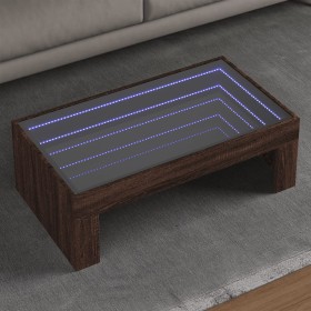 Mesa de centro con Infinity LED marrón roble 90x50x30