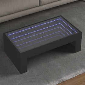 Mesa de centro con Infinity LED negro 90x50x30