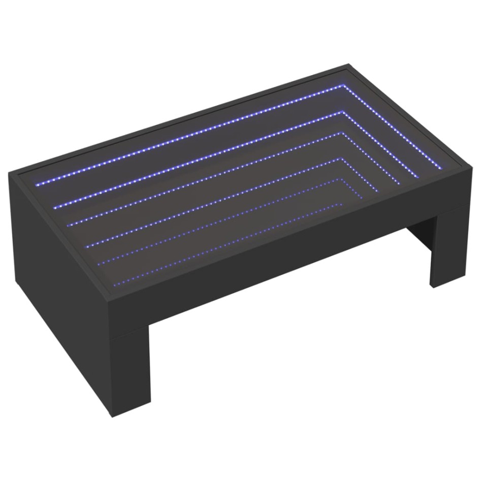 Mesa de centro con Infinity LED negro 90x50x30