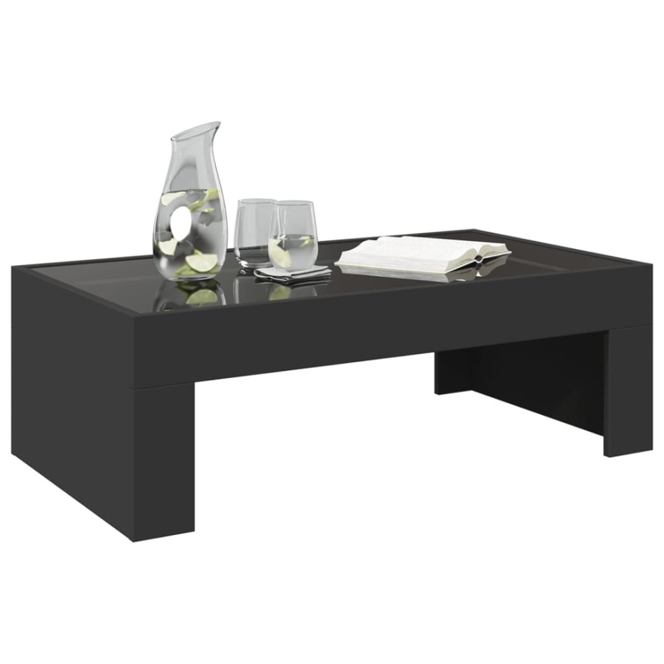 Mesa de centro con Infinity LED negro 90x50x30