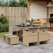 Set comedor de jardín 9 pzas con cojines ratán sintético beige