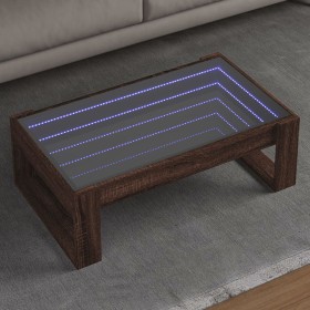 Mesa de centro con Infinity LED marrón roble 90x53x30