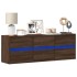 Mueble de TV de pared con luces LED marrón roble 130x31x45