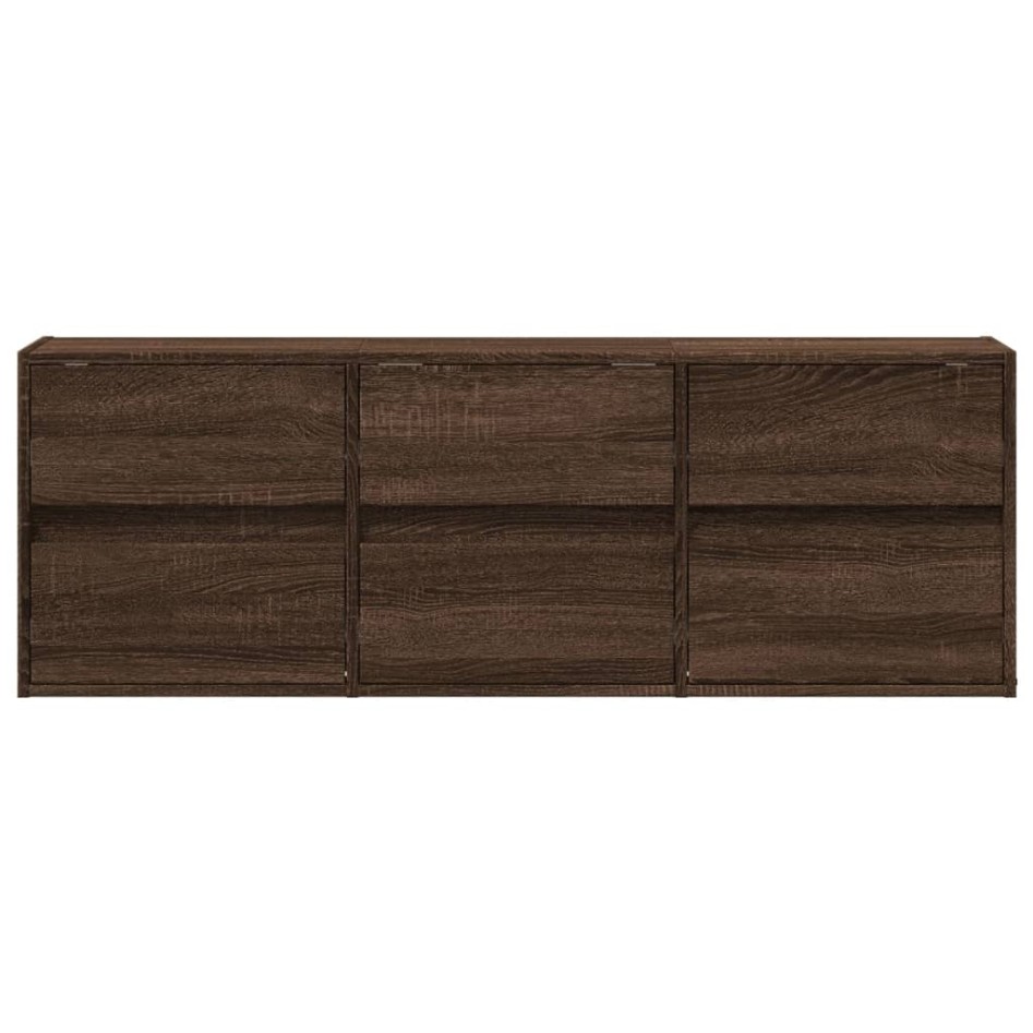 Mueble de TV de pared con luces LED marrón roble 130x31x45