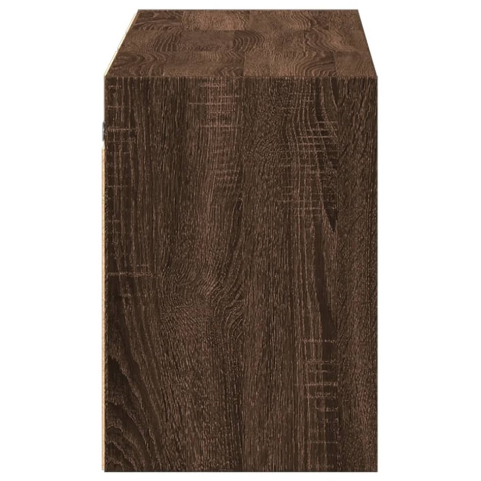 Mueble de TV de pared con luces LED marrón roble 130x31x45