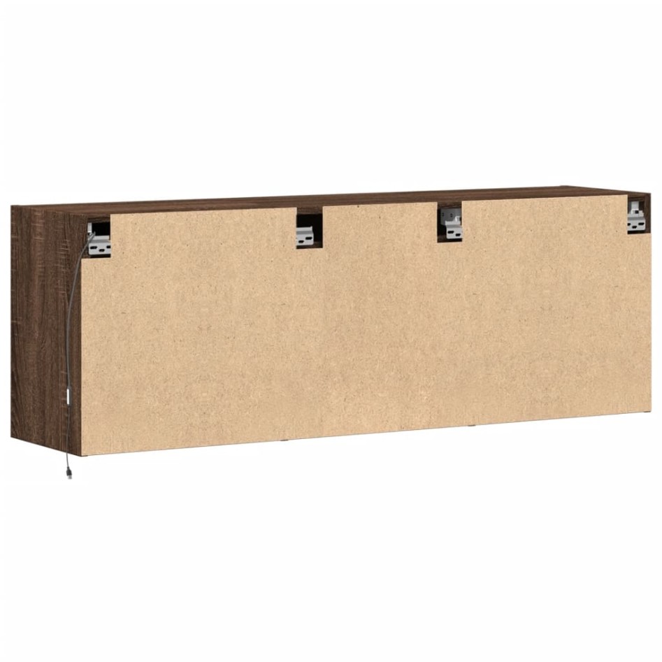 Mueble de TV de pared con luces LED marrón roble 130x31x45