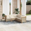 Juego de sofás jardín con cojines 5 pzas ratán sintético beige