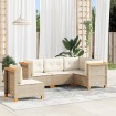 Juego de sofás jardín con cojines 5 pzas ratán sintético beige
