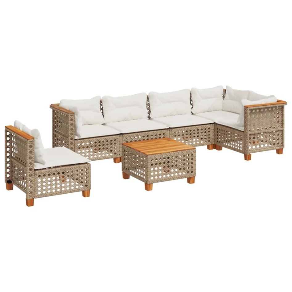 Set sofás de jardín 7 piezas y cojines ratán sintético