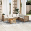 Set sofás de jardín 7 piezas y cojines ratán sintético beige
