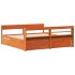 Cama sin colchón madera maciza de pino marrón cera 180x200