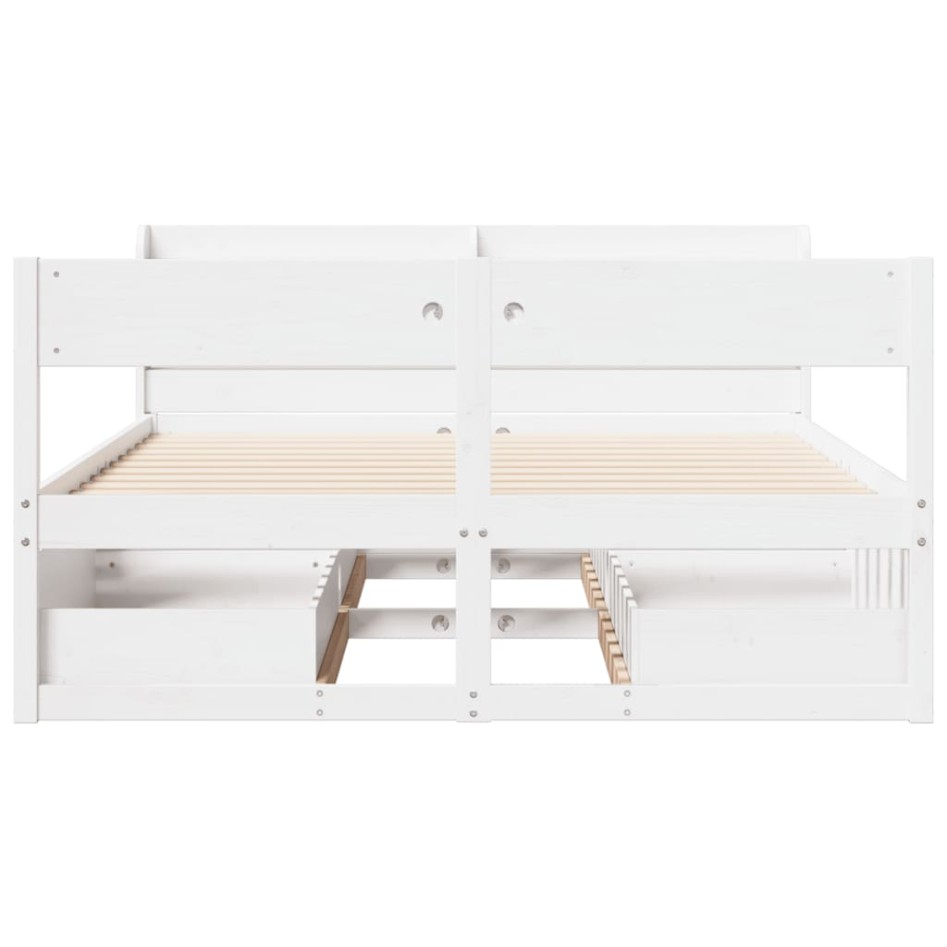 Estructura de cama sin colchón madera de pino blanca 150x200