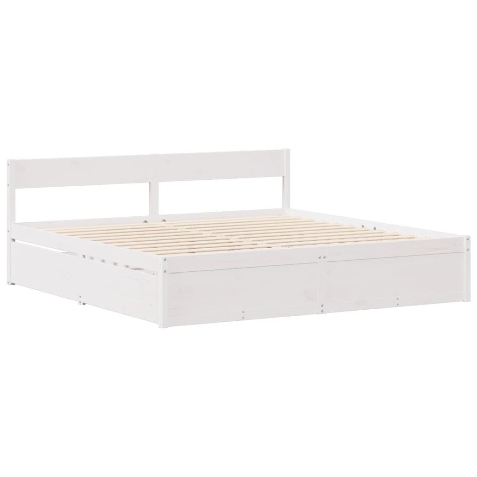 Estructura de cama sin colchón madera de pino blanca 150x200