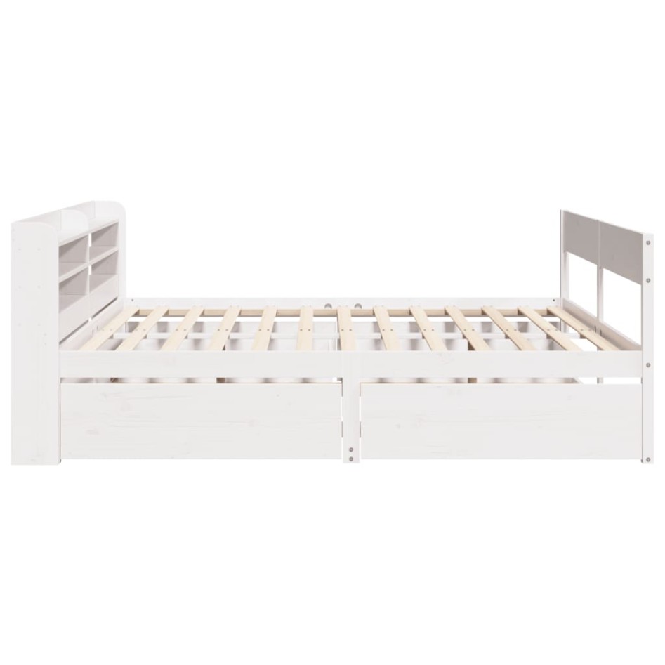 Estructura de cama sin colchón madera de pino blanca 150x200