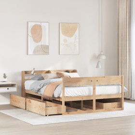 Estructura de cama sin colchón madera de pino blanca 140x200