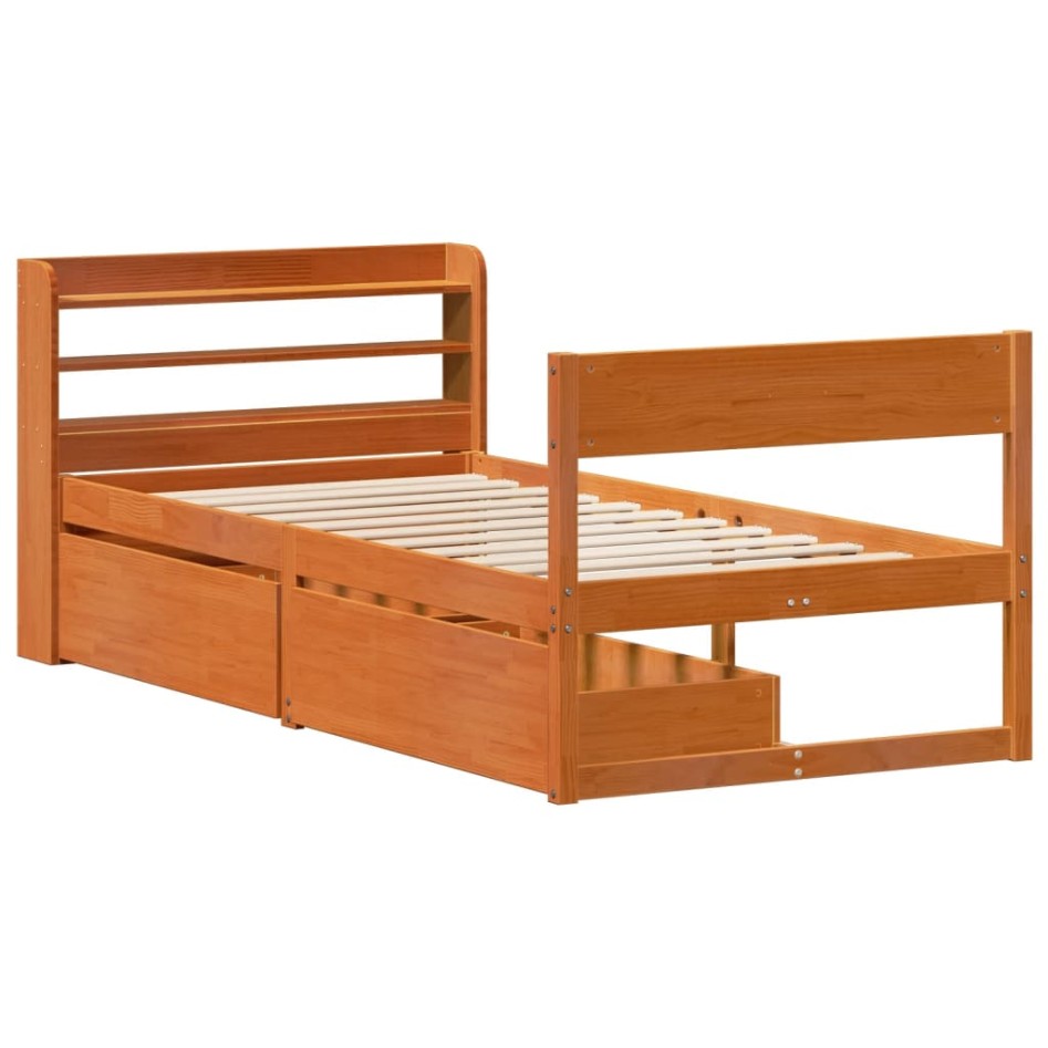 Estructura de cama sin colchón madera maciza marrón 75x190
