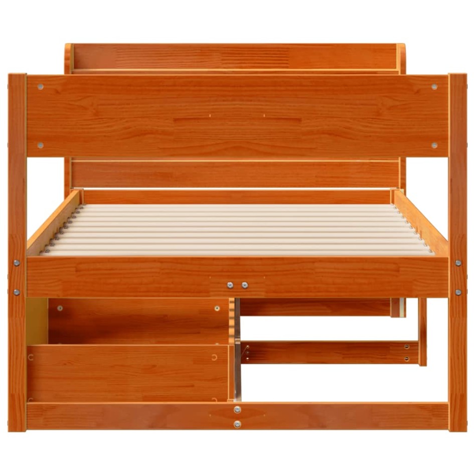 Estructura de cama sin colchón madera maciza marrón 75x190