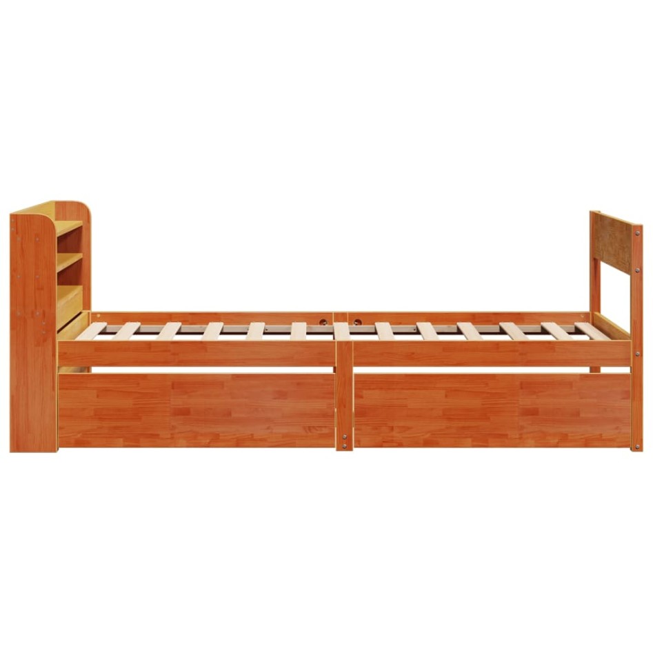 Estructura de cama sin colchón madera maciza marrón 75x190
