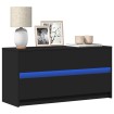 Mueble de TV con LED madera de ingeniería negro 100x34x50 cm