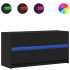 Mueble de TV con LED madera de ingeniería negro 100x34x50