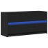 Mueble de TV con LED madera de ingeniería negro 100x34x50