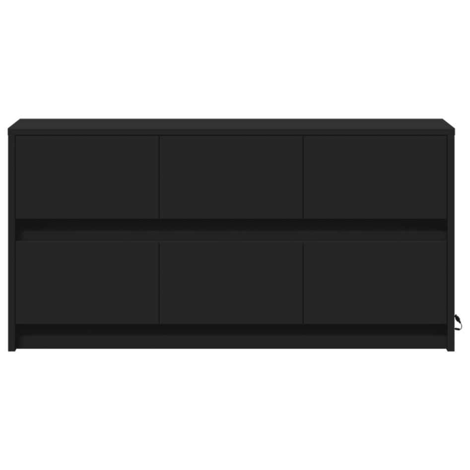 Mueble de TV con LED madera de ingeniería negro 100x34x50