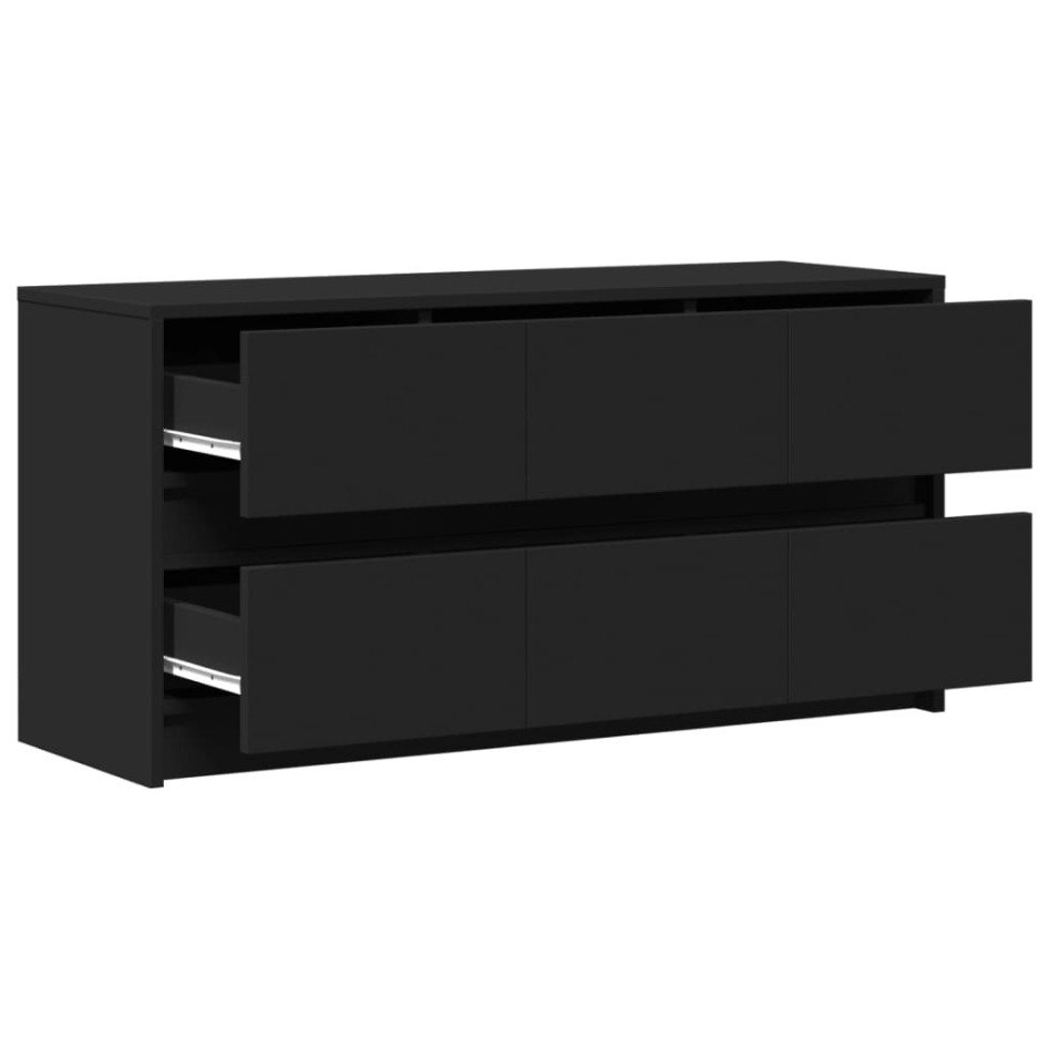 Mueble de TV con LED madera de ingeniería negro 100x34x50