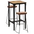 Set de mesa alta y taburetes 3 pzas madera maciza mango y