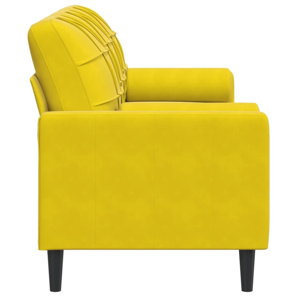 Sofá de 3 plazas con cojines terciopelo amarillo 180