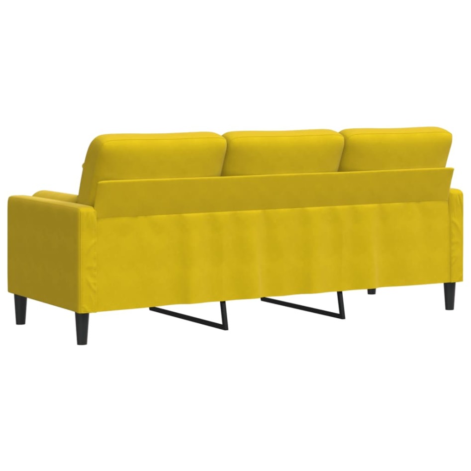 Sofá de 3 plazas con cojines terciopelo amarillo 180