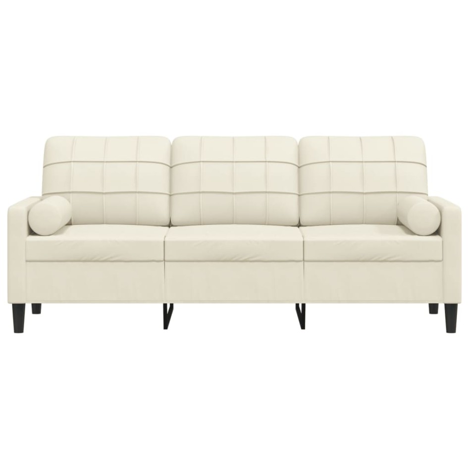 Sofá de 3 plazas con cojines terciopelo color crema 180