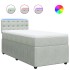 Cama box spring con colchón terciopelo gris claro 90x190