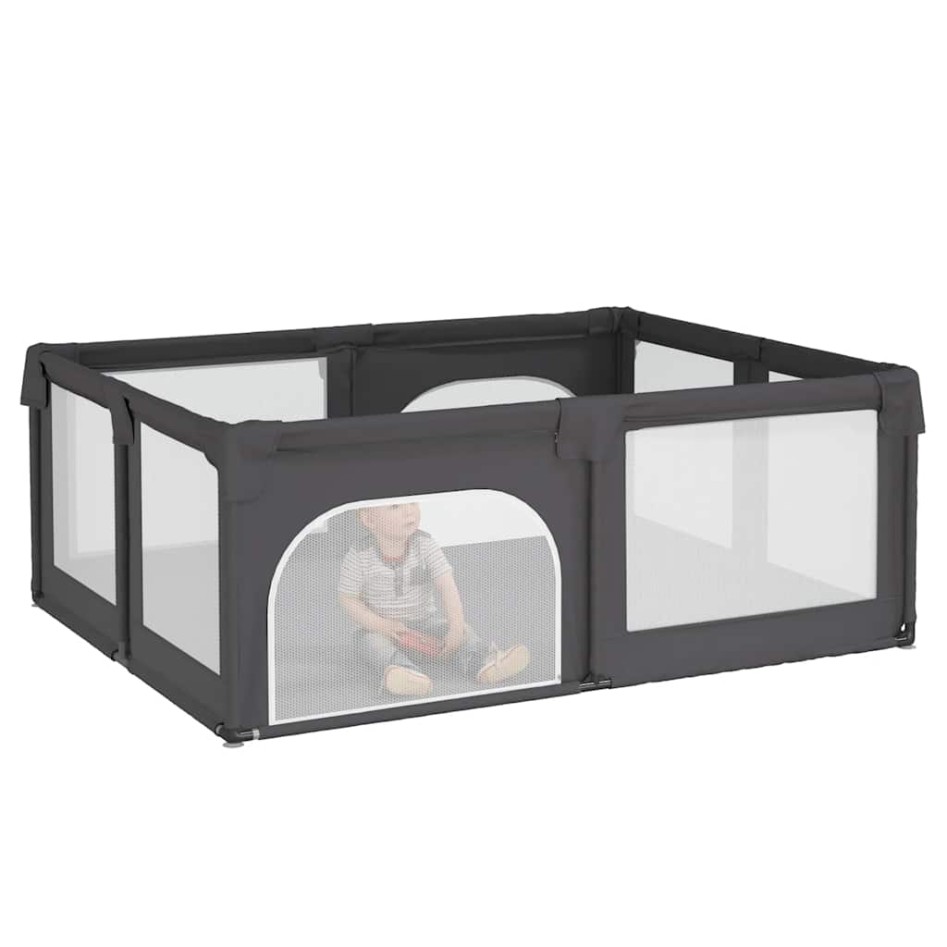 Parque para bebés con 2 puertas tela Oxford gris