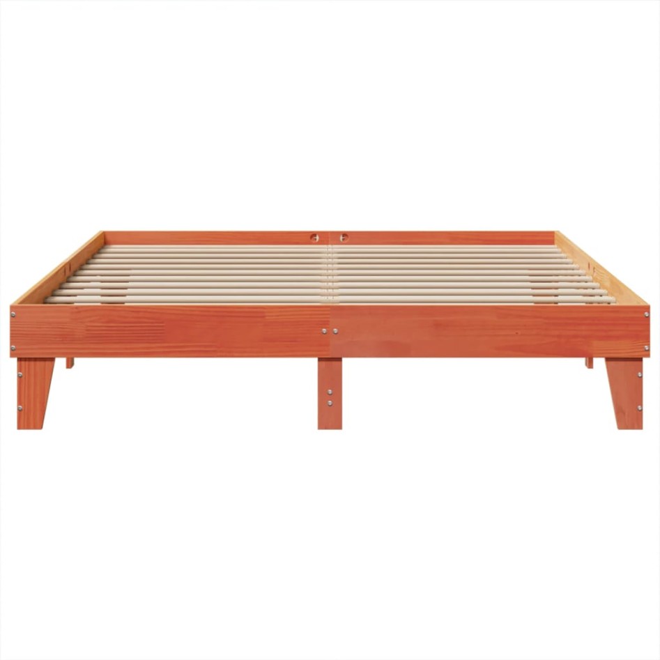 Cama sin colchón madera maciza de pino marrón cera 180x200