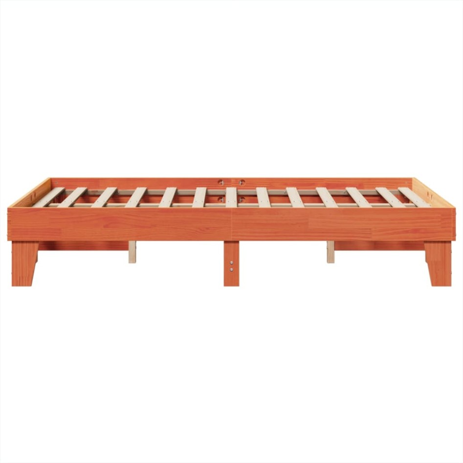 Cama sin colchón madera maciza de pino marrón cera 120x200