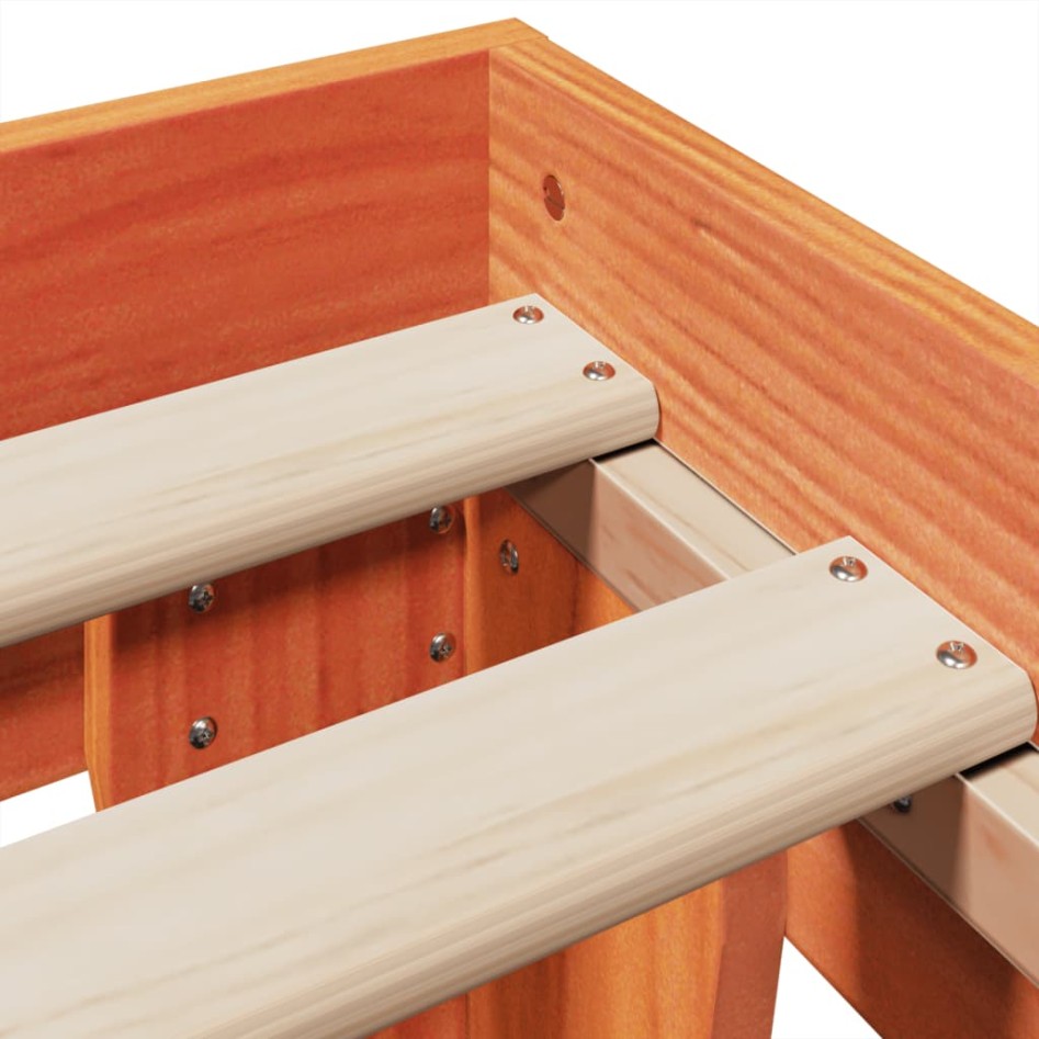 Cama sin colchón madera maciza de pino marrón cera 140x190