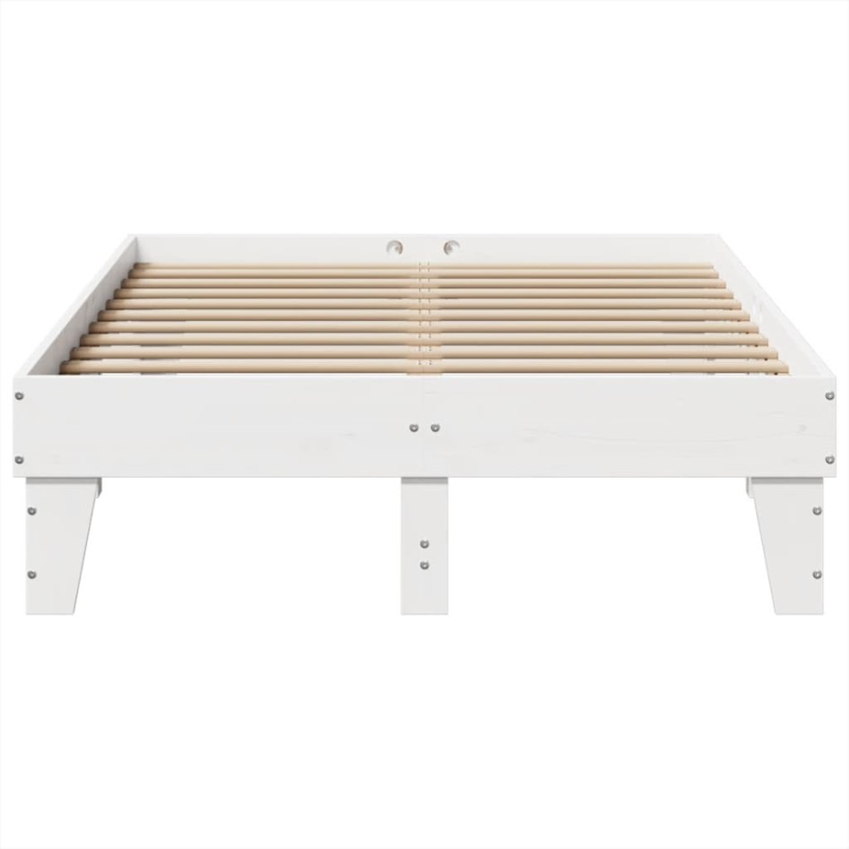 Estructura de cama sin colchón madera maciza blanca 120x190