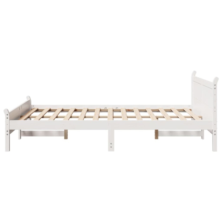 Estructura de cama sin colchón madera de pino blanca 150x200