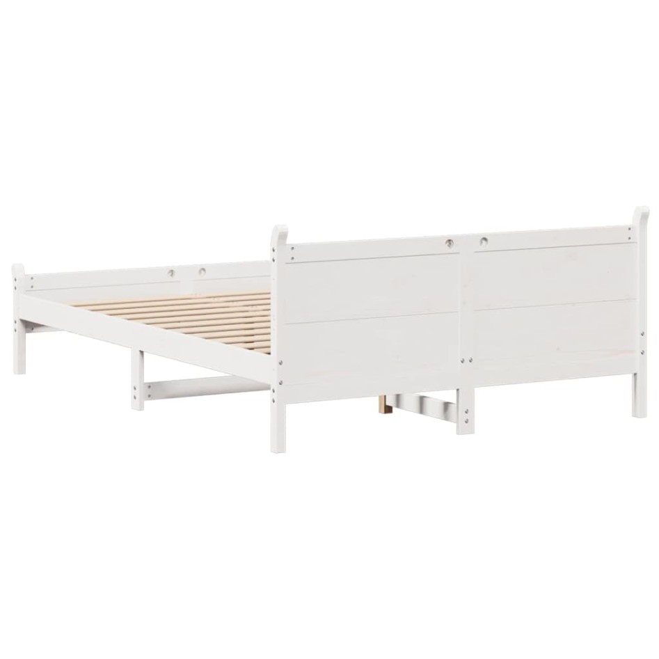 Estructura de cama sin colchón madera de pino blanca 140x190