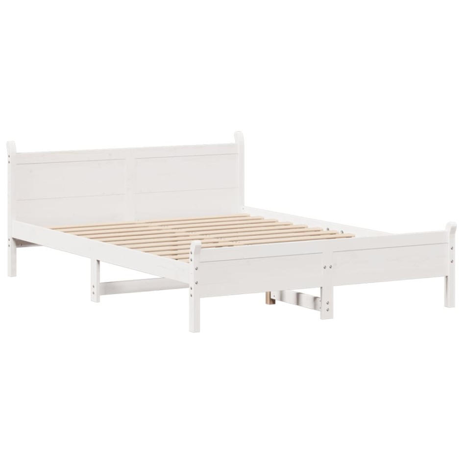 Estructura de cama sin colchón madera maciza blanca 120x190