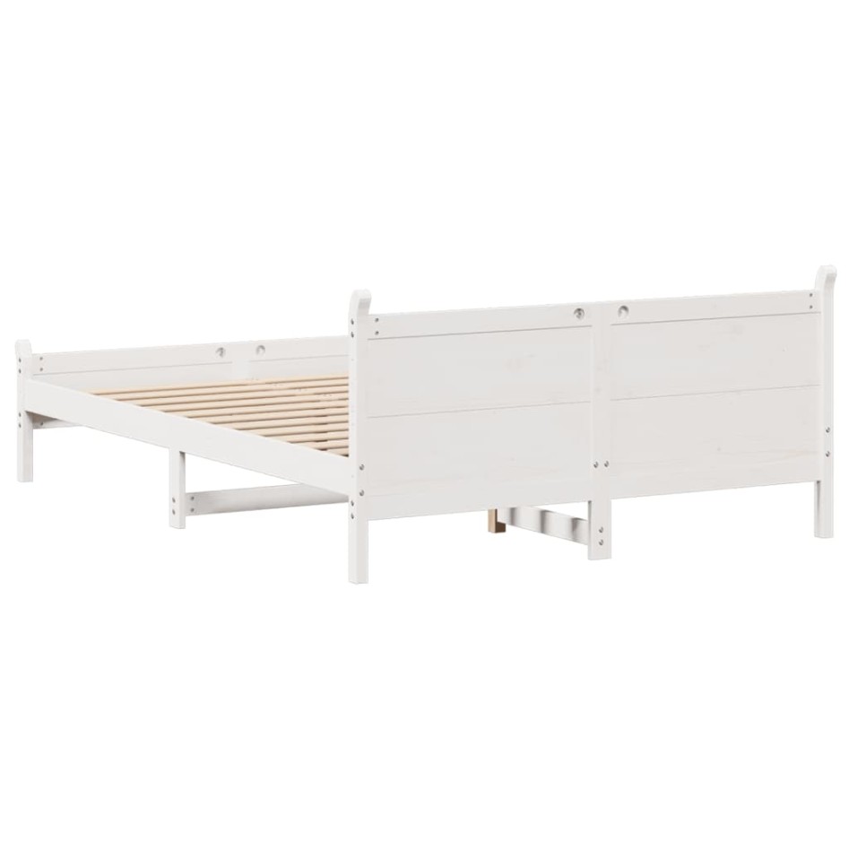 Estructura de cama sin colchón madera maciza blanca 120x190