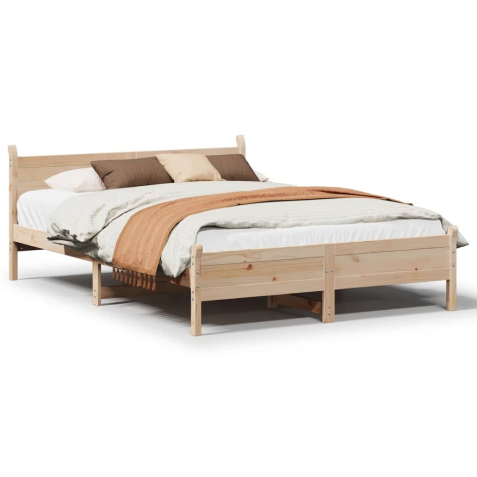 Estructura de cama sin colchón madera maciza de pino 135x190