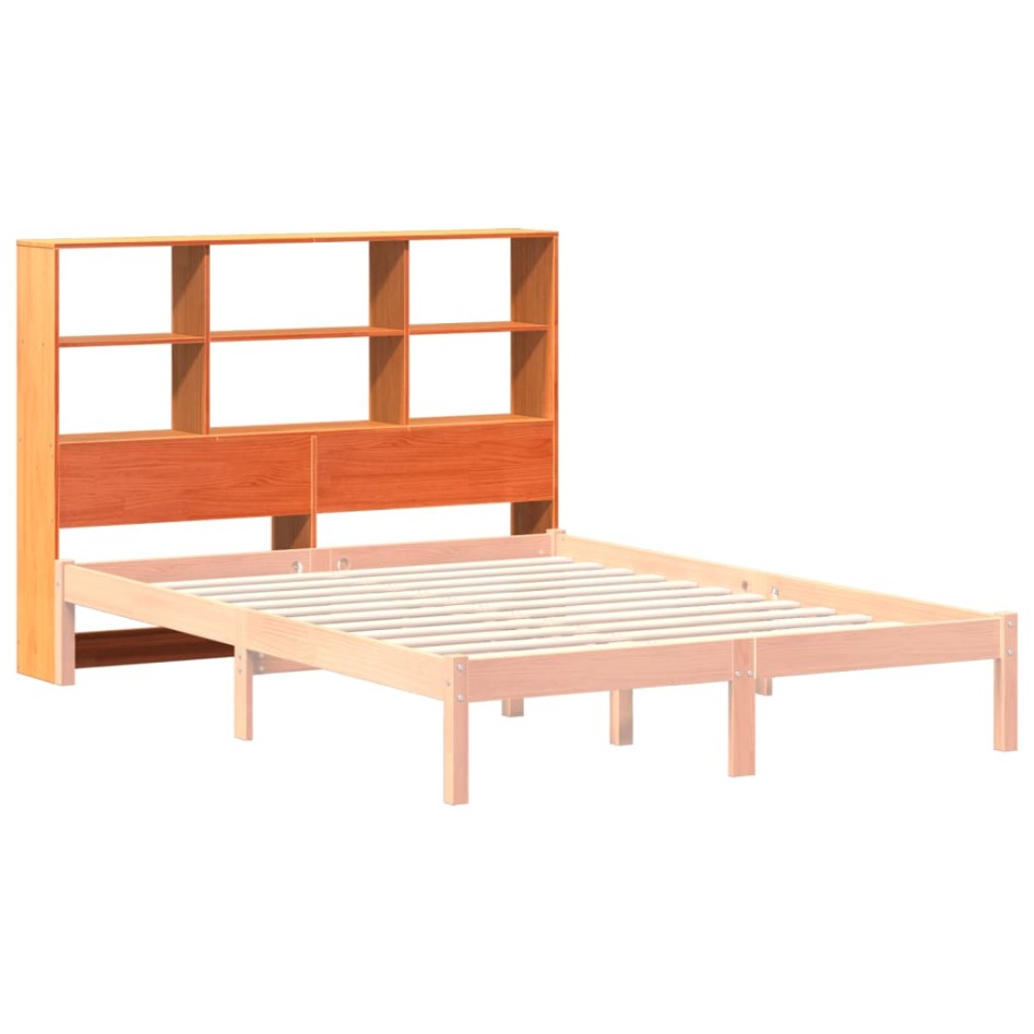 Cabecero de cama almacenaje madera maciza pino marrón 150